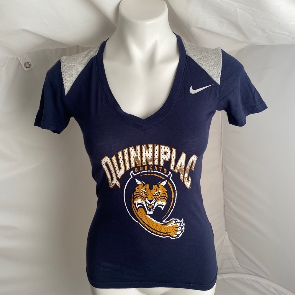 Nike Quinnipiac Bobcats navy blue and gold short sleeve t-shirt